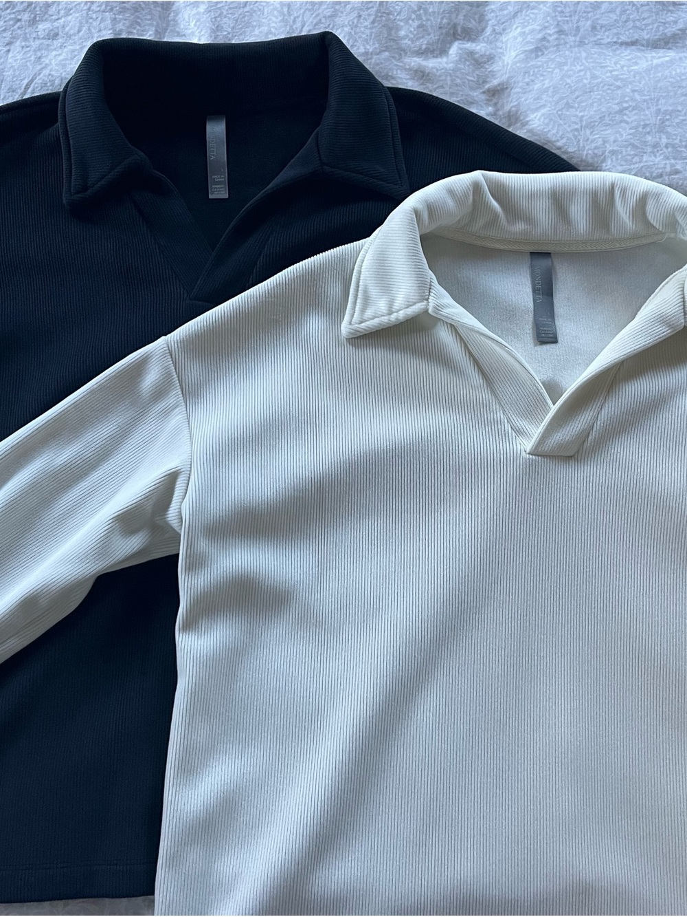2 Pack! - Women’s Ribbed Long-Sleeve Pullover - Black & Cream